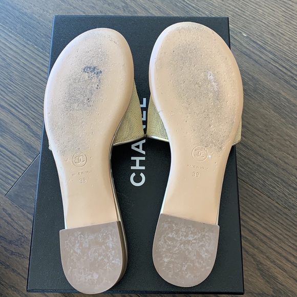 Chanel METALLIC GOLD SANDAL MULE 39 - Picture 6 of 7